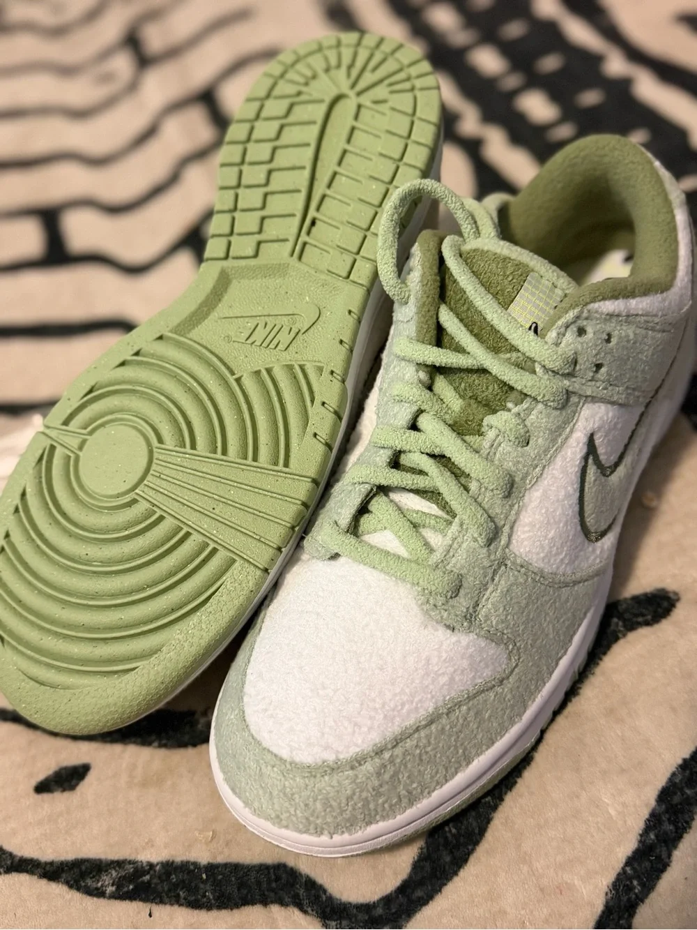 Nike Dunk Low Top Sneakers in Sage Green & White